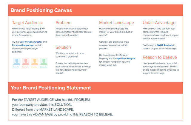 Brand Positioning Canvas Template And Examples Xtensio