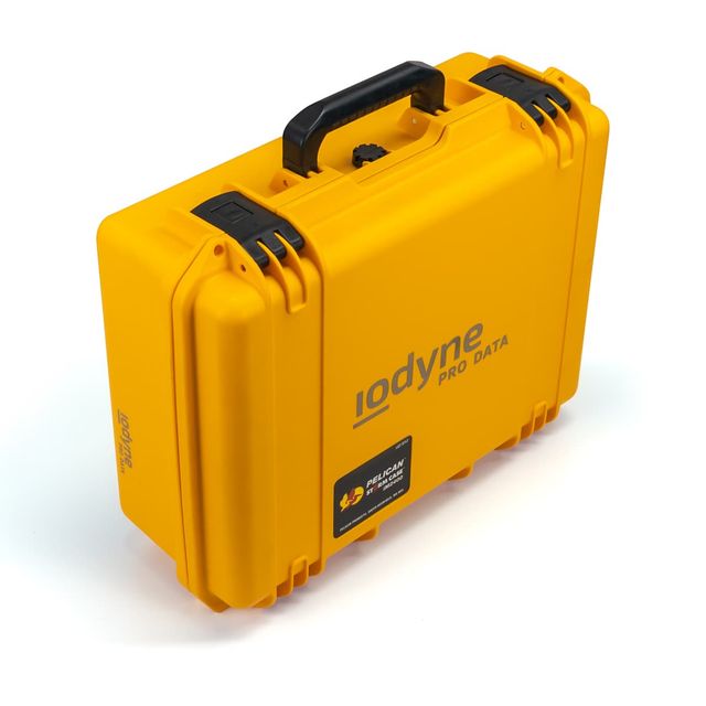 bright yellow hard case with black handles, with iodyne pro data logo