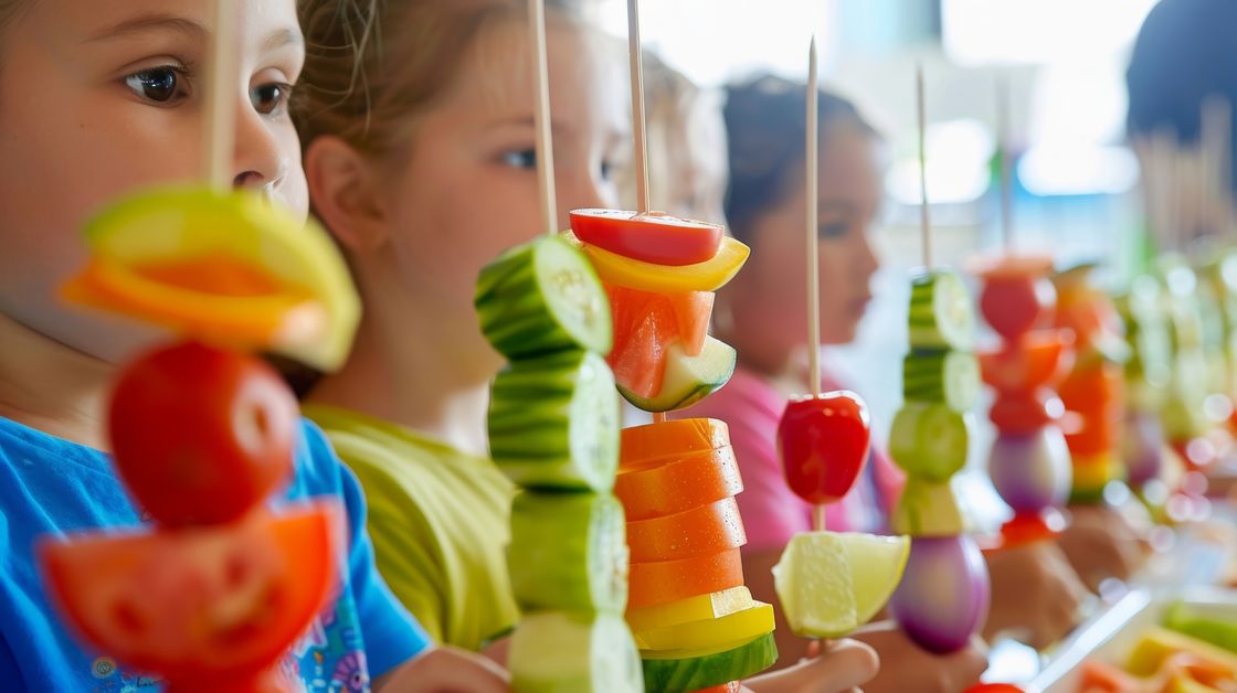 Children eating healthy food